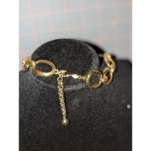 Napier Gold Tone Chunky Necklace & Earring Set With Adjustable Length & Post Ear - Picture 6 of 10